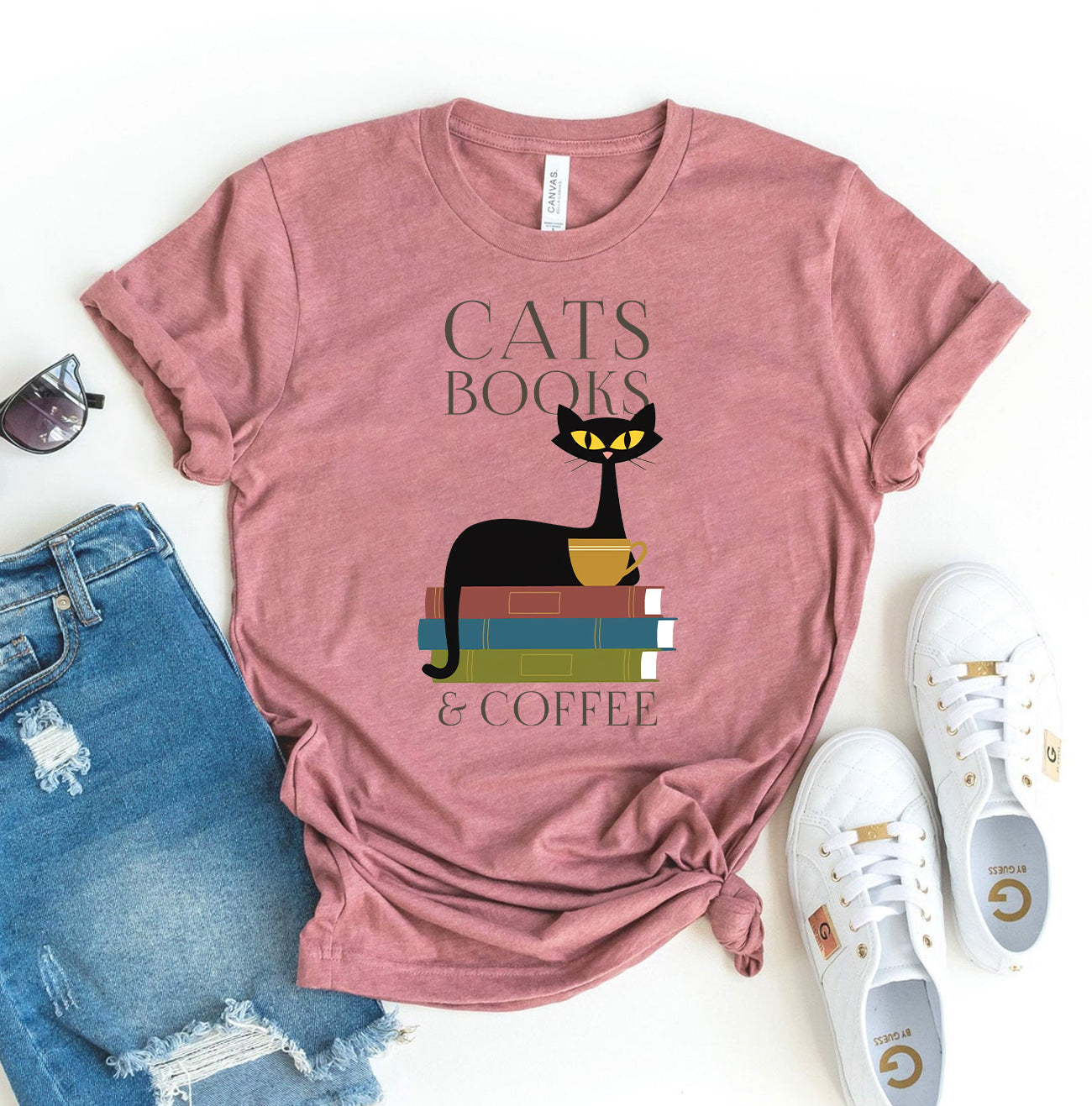 Cats Books And Coffee T-shirt